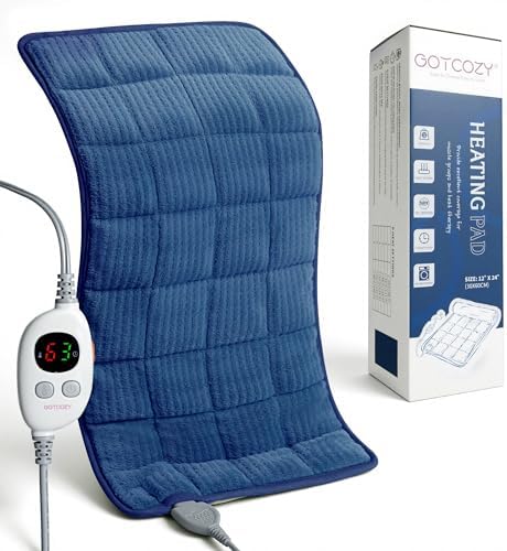 GOTCOZY Heating Pad 12"x24" for Back Pain Relief & Cramps(Navy Blue)