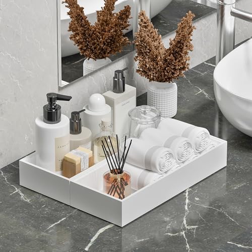 Bamboo Toilet Tank Tray, 15" x 6" x 2.5", White
