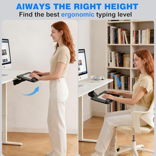 Under Desk Keyboard Tray, Adjustable Height & Tilt, 25 x 9.8 in, 11 lb