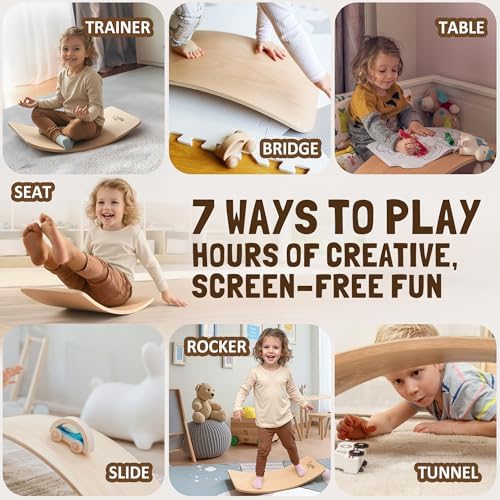 NUTTY TOYS Montessori Wooden Wobble Board for Kids & Adults -100% Natural Wood Balance Board, Waldorf Toddler Balancing Toy, Unique Boy Girl Open Ended Toy Best Valentines Day & Easter Gifts Idea 2026