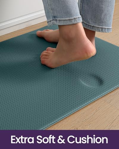 DEXI Kitchen Floor Mats Cushioned Anti Fatigue Runner, 17x29+17x59 Green