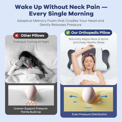 DONAMA Cervical Pillow for Neck Pain, Ergonomic Memory Foam Contour Pillow