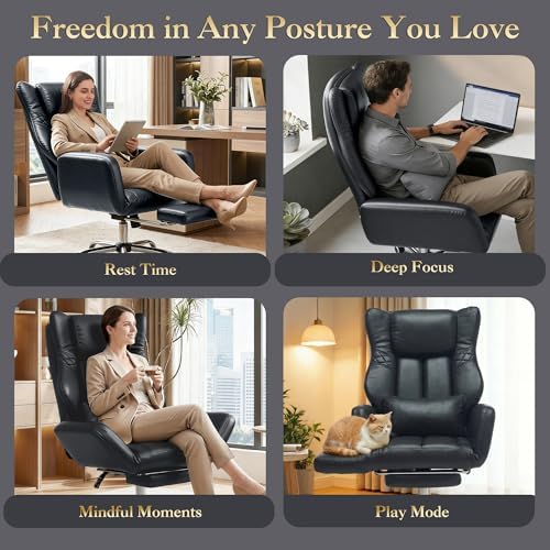 Cross Legged Office Chair with Adjsutable Armrests & Headrest
