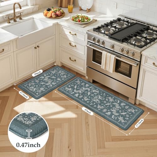 LEEVAN Anti Fatigue Kitchen Mats for Floor, Cushioned Kitchen Mat Set 2PCS