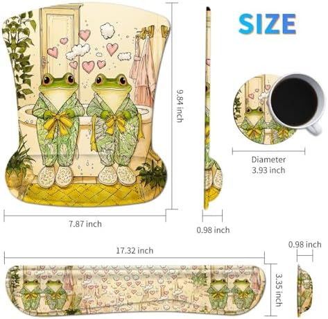 3Pcs Ergonomic Memory Foam Keyboard Wrist Rest Pad Set, Frog Pajamas