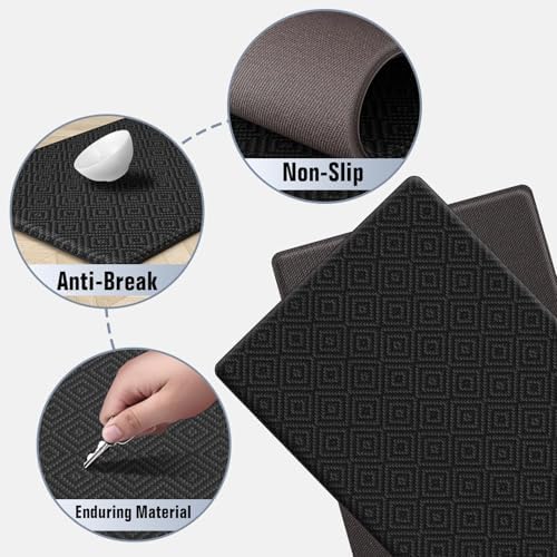 Kitchen Mat 2PCS Kitchen Rugs Cushioned Anti-Fatigue Rug Standing Desk Mat