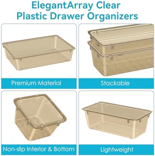 12 PCS Drawer Organizer Set, Makeup Organizers, Champagne