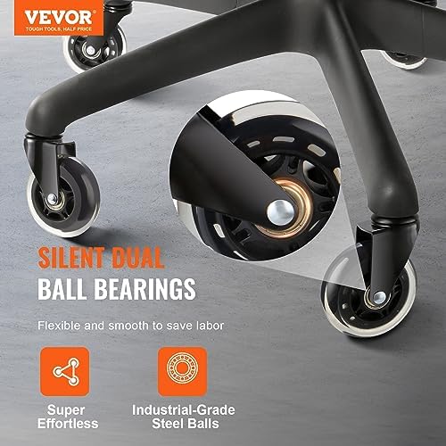 VEVOR Office Chair Wheels, Set of 5, 3 inch Caster Wheels Replacement for Hardwood Floors and Carpet, Heavy Duty Casters with 650 lbs Load Capacity, Universal Fit for Most Chairs, Black