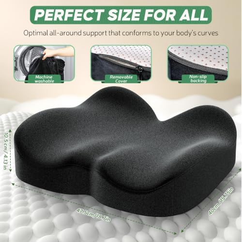 Benazcap Memory Foam Seat Cushion, Ergonomic Office Chair Pressure Relief