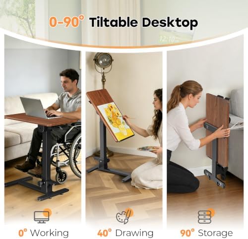 27" Foldable Standing Desk, No-Assembly Needed, Dark Wood