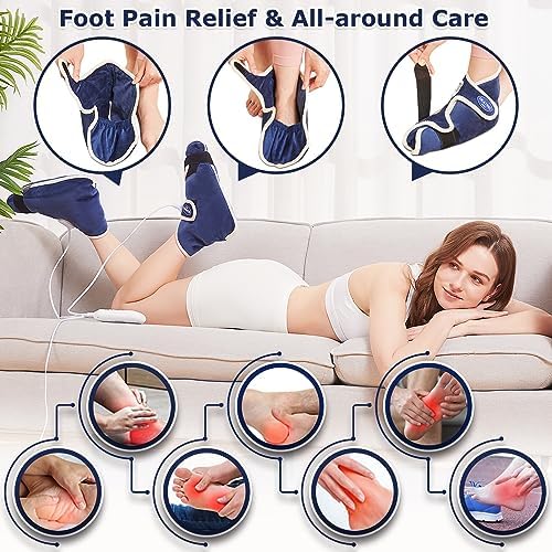 CAMECO 1 Pair Foot Heating Pad for Feet Neuropathy, Heated Foot Warmers for Women Men, Under Desk Plug in Foot Heat Therapy Pad for Feet & Ankles Plantar Fasciitis Pain Relief, 86-158℉ Temperature