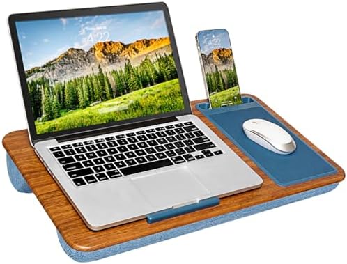 LAPGEAR Home Office Lap Desk – Espresso Blue, Fits 15.6” Laptops