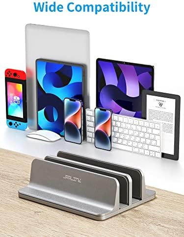 JARLINK Double Vertical Laptop Stand, Adjustable Aluminum Desk Dock, Black