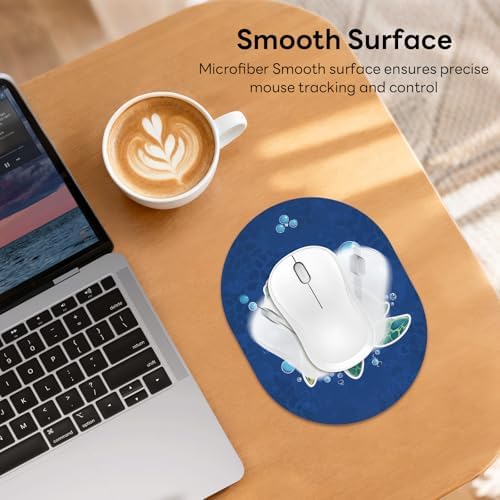 Oval Mouse Pad 6x8in Non-Slip for Laptop,Cartoon Turtle
