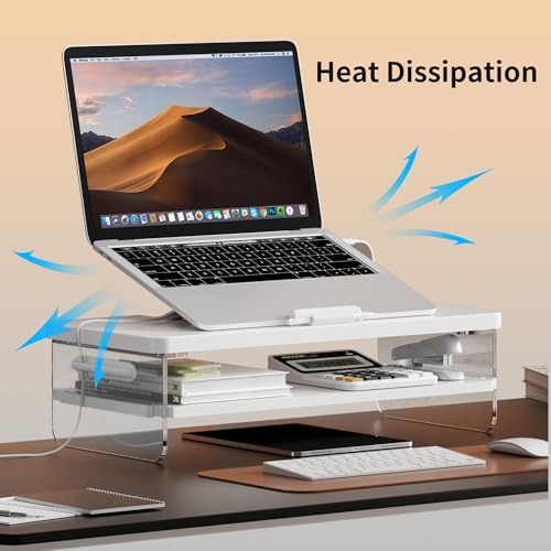 2-Tier Laptop Stand Adjustable Riser Holder,Ventilated Cooling Ergonomic