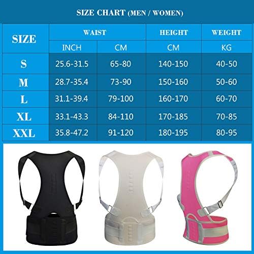 Thoracic Back Brace Posture Corrector - Magnetic Support for Neck Shoulder Upper and Lower Back Pain Relief - Perfect Posture Brace for Cervical Lumbar Spine - Fully Adjustable Belt (Black, XX-Large)