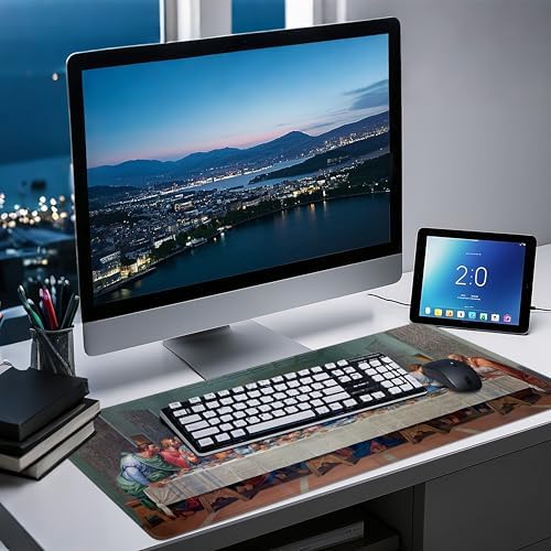 Mouse Pad with Last Supper – Religious Scenario Desk Pad – Portable Computer Mousepad – Gaming, Office, Waterproof, Non-Slip, Stitched Edges 35.5 x 15.7inches x 3mm