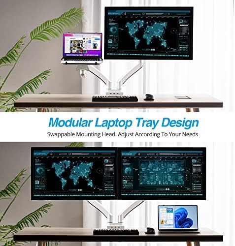 Dual Monitor Arm Desk Mount with 15" Laptop Tray USB-C&A Docking Station