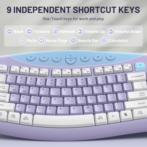 Wireless Keyboard and Mouse Combo Silent Ergonomic Curved Design for Office