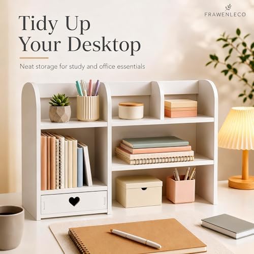 White Heart Drawer Bookshelf, Desktop Organizer with 3-Tier Heart-Shaped Drawers, Thickened PVC Storage Shelf for Desk, Office, Dorm