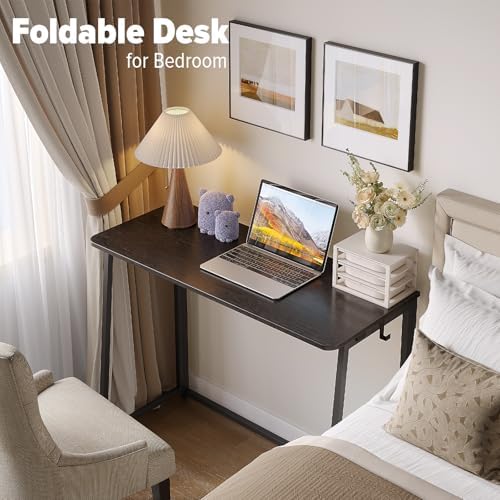 WOHOMO Folding Desk, 39.4" Foldable Computer Table for Small Spaces, Black