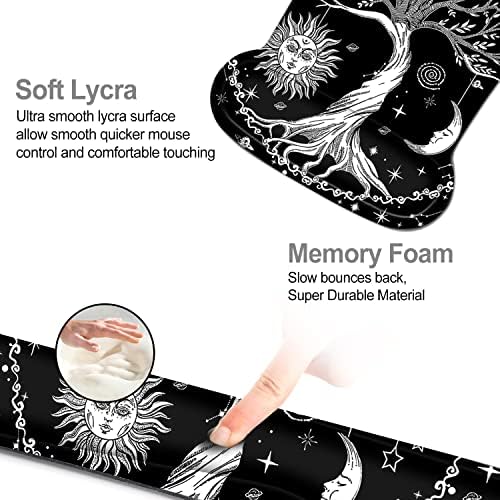 Keyboard Wrist Rest Mouse Pad Support, ToLuLu Gel Ergonomic Mouse Pads for Computer Laptop PC, Comfortable Durable Mousepad Keyboard Wrist Rests for Easy Typing Pain Relief, Moon & Sun
