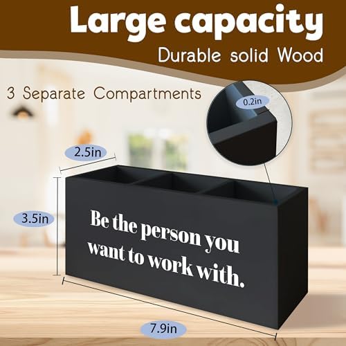 Be the Person You Want to Work with Inspirational Desk Pen Holder, Positive Office Black Decor Sign for Shelf, Inspirational Gifts for Women Men Pencil Holder Organizer Office Accessories