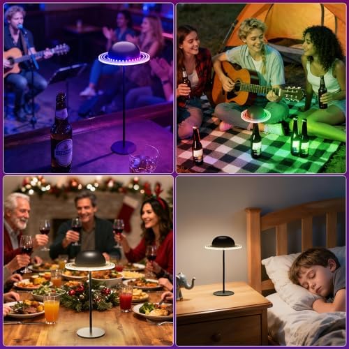 KIBTOY Cordless Table Lamps, Rechargeable Battery Operated Lamps, Touch & Remote Control, 3 CCT & RGB Colors Dimmable,Portable Small Lamp for Bedsides,Kids,Dining Room,Living Room 2Pack