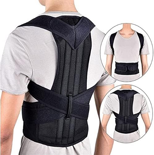 Posture Corrector Full Back Support Brace for Women Men Upper and Lower Back Pain Relief Thoracic Kyphosis Rounded Shoulders Compression Vest Back Posture (Color : Black, Size : Medium)