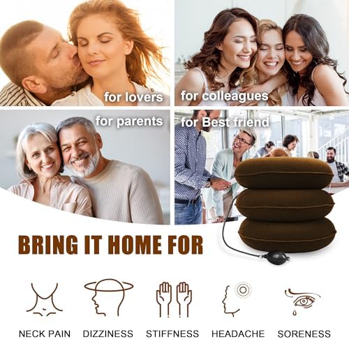 RUNZI Cervical Neck Traction Device Inflatable Neck Stretcher, Easy to Use for Chronic Neck and Shoulder Pain Relief Traction Spine Alignment, Neck Cervical Brace