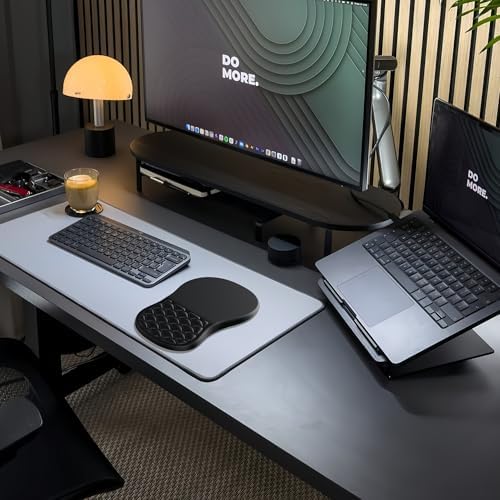 Ergonomic Mouse Pad Wrist Support with Massage Design,Classic Black Wrist Pain Relief Mousepad with Memory Foam,Non-Slip PU Base