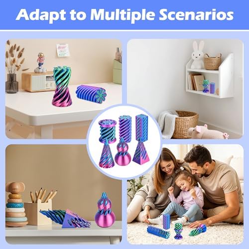 6 Pack 3D Printed Spiral Cone Fidget Toys Rose Red Desk Set