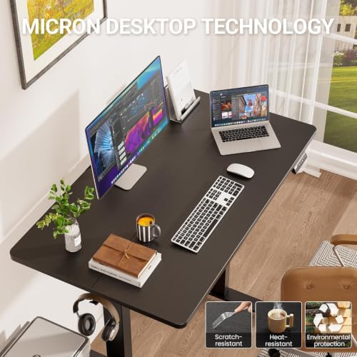 Veken 47.2 Inch Large Electric Standing Desk, Gaming Table, Black