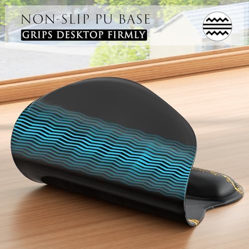 MROCO Ergonomic Mouse Pad with Gel Wrist Rest, 9.4 x 8.1 in, Black Gold