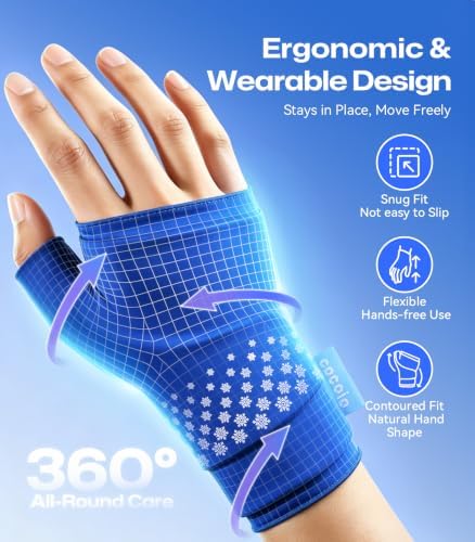 Thumb & Wrist Hot Cold Ice Pack Wrap, Fits Either Hand, Size L