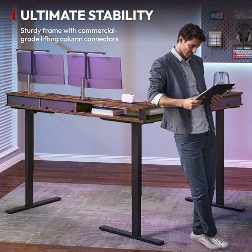 SANODESK 63x55 Electric L-Shaped Corner Standing Desk with 4 Drawers