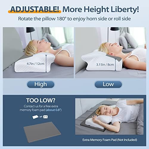 HOMCA Cervical Pillow, Ergonomic Memory Foam Neck Pillow for Pain Relief