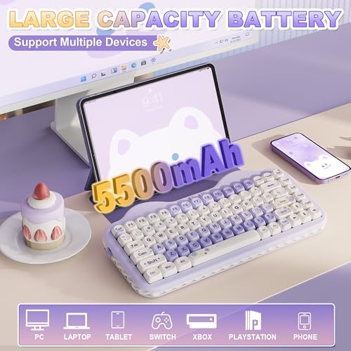 YUNZII C75 Cute 75% Wireless Mechanical Keyboard (Purple, Milk V2 Switch)