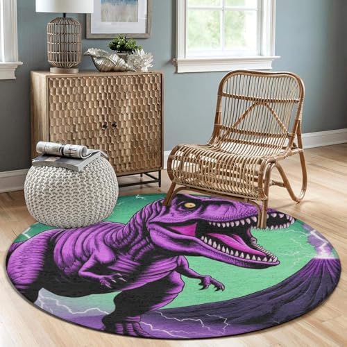 Circular Rugs Large Modern Round Area Rug Fashion Decor Mat for Home Office Dinosaur T-Rex