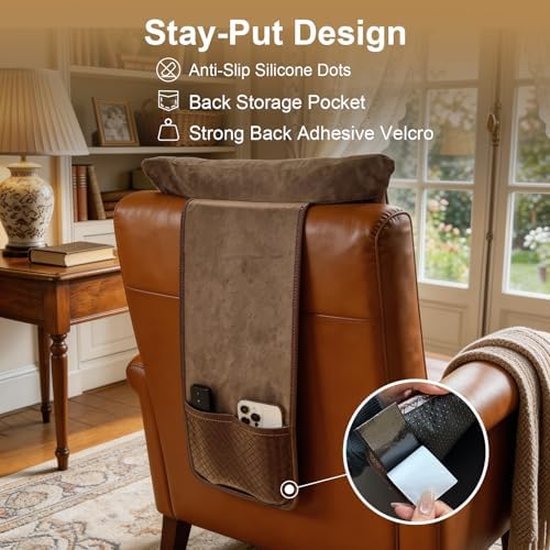 KINIVA Dual-Layer Ultra-Suede Neck Support Pillow for Recliners, Sofas & Office Chairs - Breathable Mesh, Removable Cover, Orthopedic Cervical Support for Pain Relief (Chocolate)