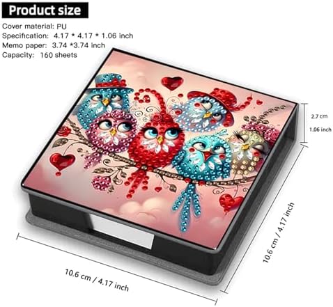 Bird Diamond Painting Note Box Memo Pad Holder, Diamond Art Sticky Notes Organizer for Desk, Aesthetic Stationery Storage Case for Office,School Supplies (Bird2)