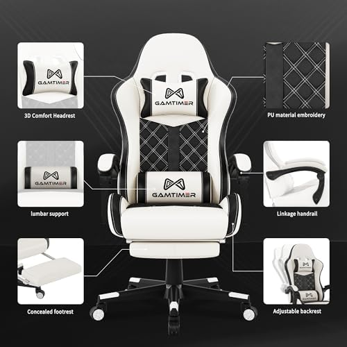 Gamtimer Gaming Chair, 400 LB Weight Capacity,with Pocket Spring Cushion