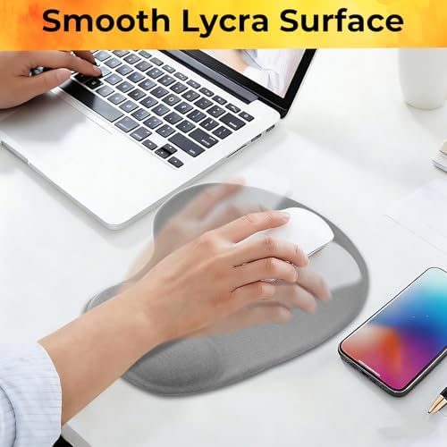 Mouse Pad with Wrist Support, 2-Pack Ergonomic Mousepad with Wrist Rest, Gaming Mouse Pad with Non-Slip PU Base, Relieve Pain Relief, for Home Office Computer Laptop, Gray
