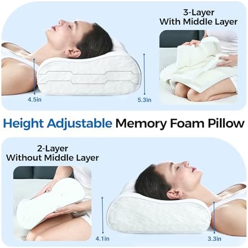 Elviros Cooling Memory Foam Neck Pillow Cervical Bed Pillow