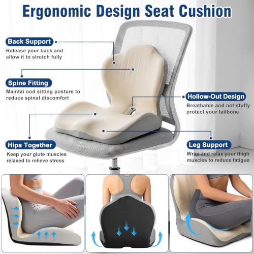 Car Seat Cushion Office Chair Cushion with Lumbar Support Pillow