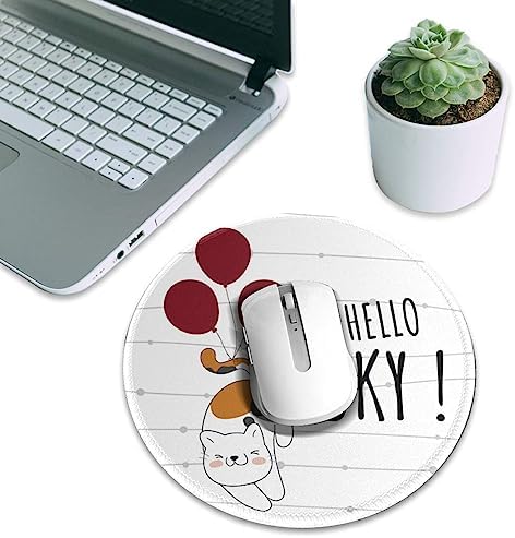 Cute Animal cat Flying with Balloon cat Mouse pad Cute,Gaming Mouse pad Small Non-Slip Round Mouse Pads for Wireless Mouse,Laptop,Desk