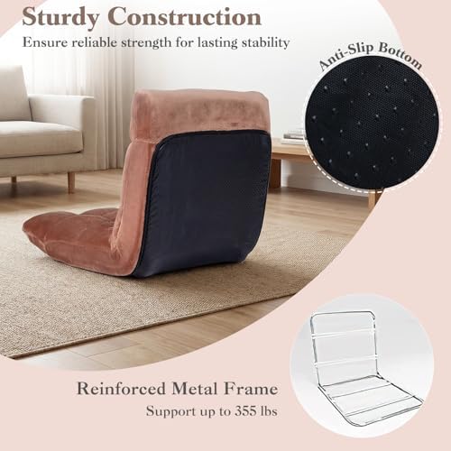 GIANTEX Floor Chair with 14-Position Adjustable, Couch Recliner (Beige)