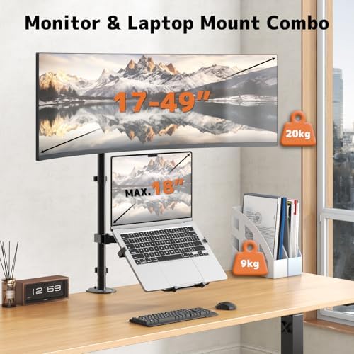 PUTORSEN Monitor and Laptop Mount Stand for Max 49" Screen and 18" Notebook