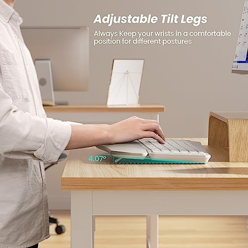 Nulea RT05 Wireless Ergonomic Keyboard, Split Keyboard with Wrist Rest, USB-C Charging, 7-Color Backlight, Natural Typing, Bluetooth and USB Connectivity, Compatible with Windows,Mac
