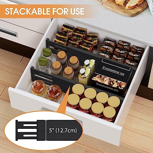 Bamboo Drawer Dividers, Adjustable Drawer Organizers, Fits 12.6–16" Drawers